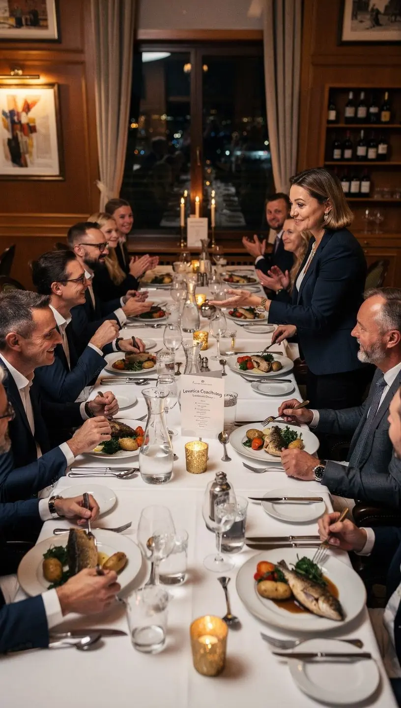 Līderības apmācības sesija, kurā dalībnieki praktizē prezentāciju prasmes.